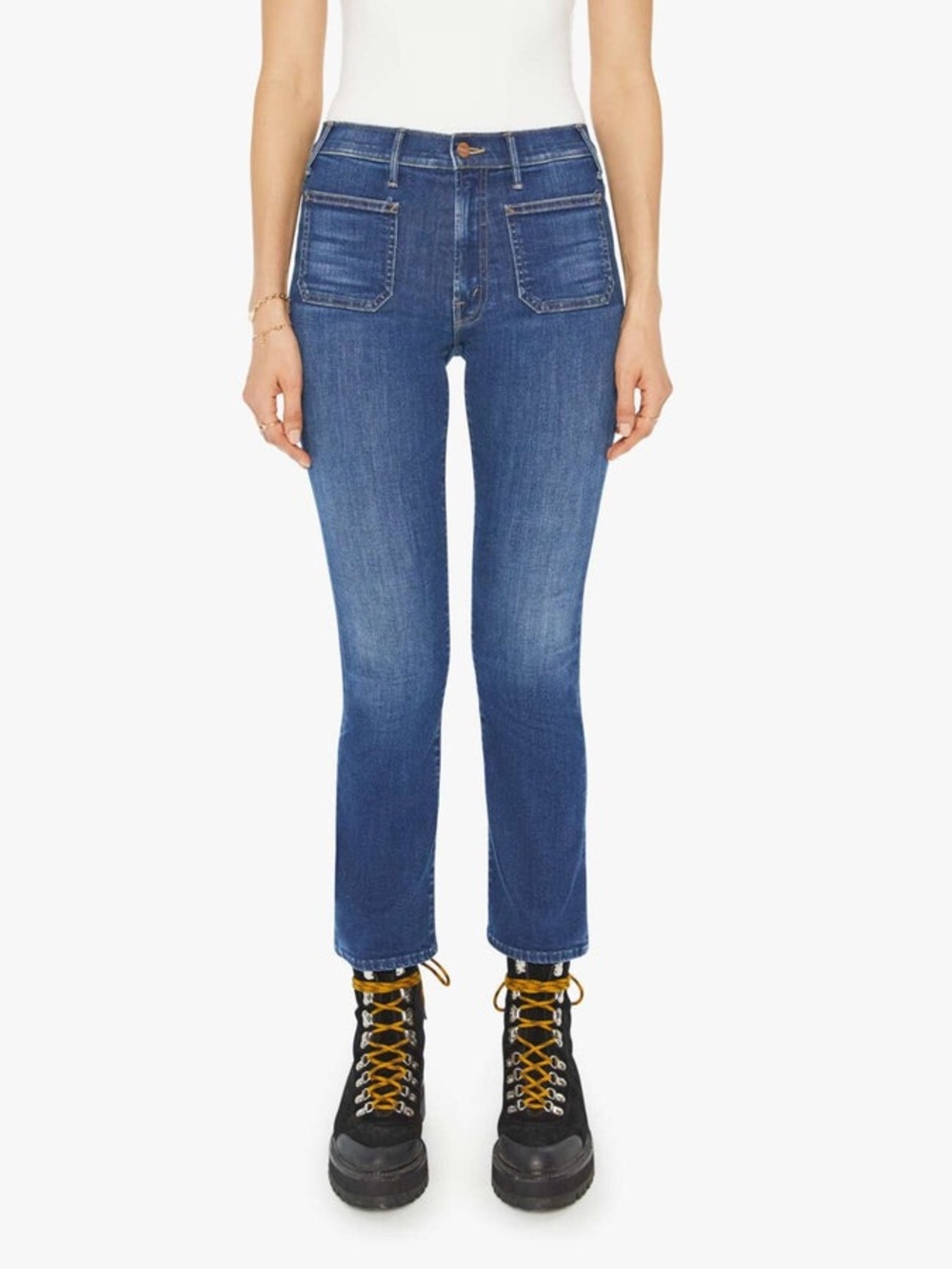 Mother The Patch Pocket Insider Flood Jeans size 28 in On Your Left Mid Wash